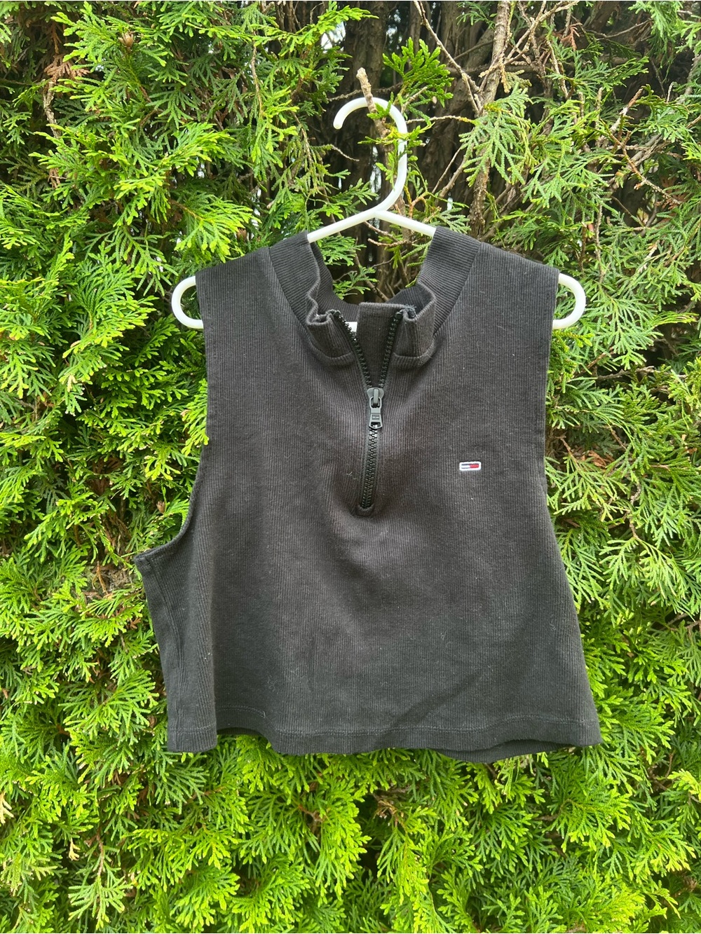 Tommy Hilfiger Black Zip-Up Muscle Tee